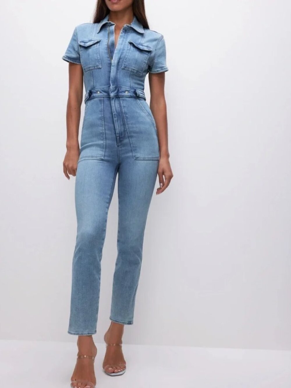 GOOD AMERICAN DENIM JUMPSUIT SIZE MEDIUM FIT FOR SUCCESS JEAN JUMPER M